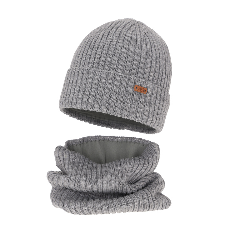 Set invernale bambino: berretto e scaldacollo, grigio, 100% Lana Merino, Palermo