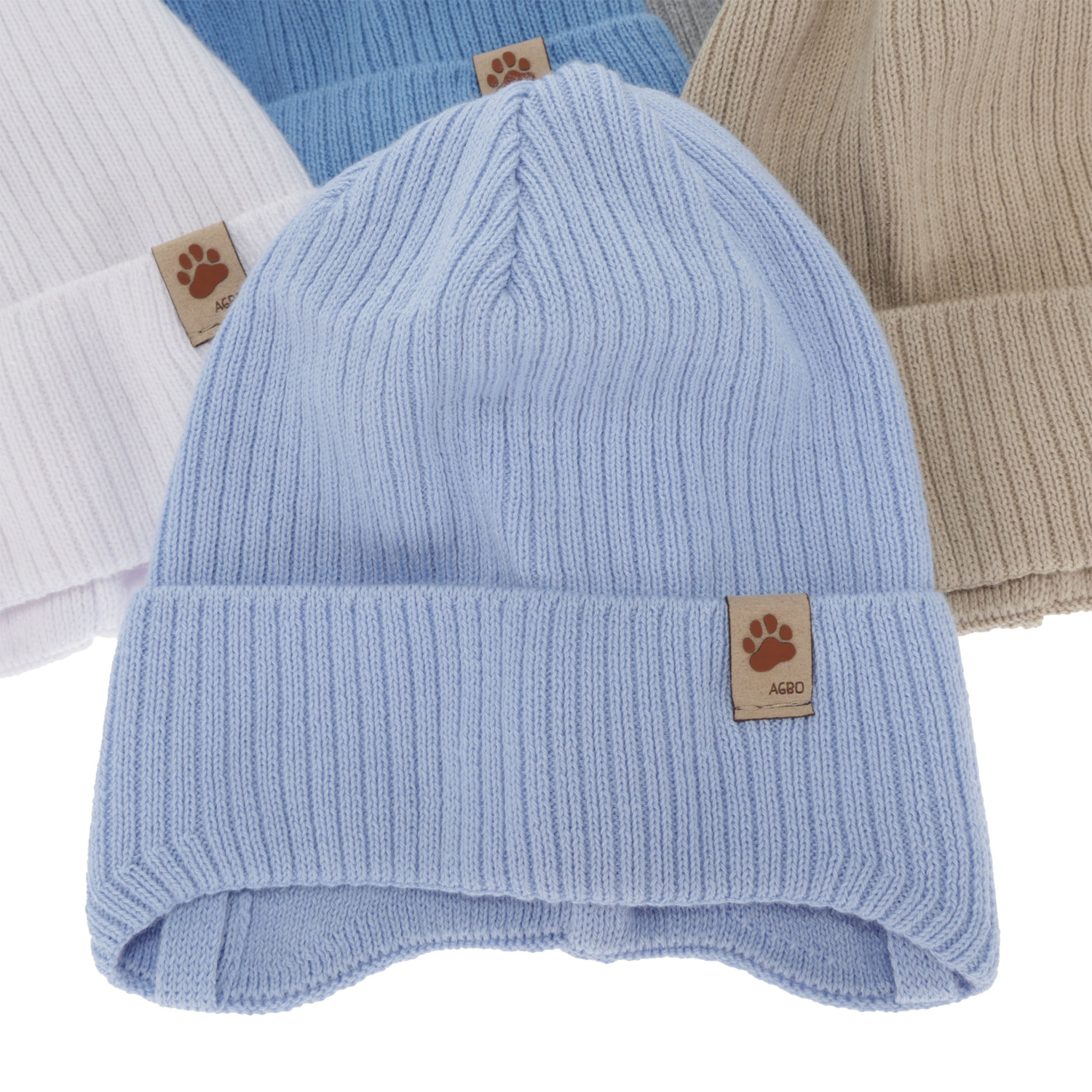 Berretto autunno/primavera bambino, beige, con lacci, 100% cotone, Elmar