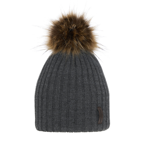Berretto invernale bambino, grigio, con pompon, Amur