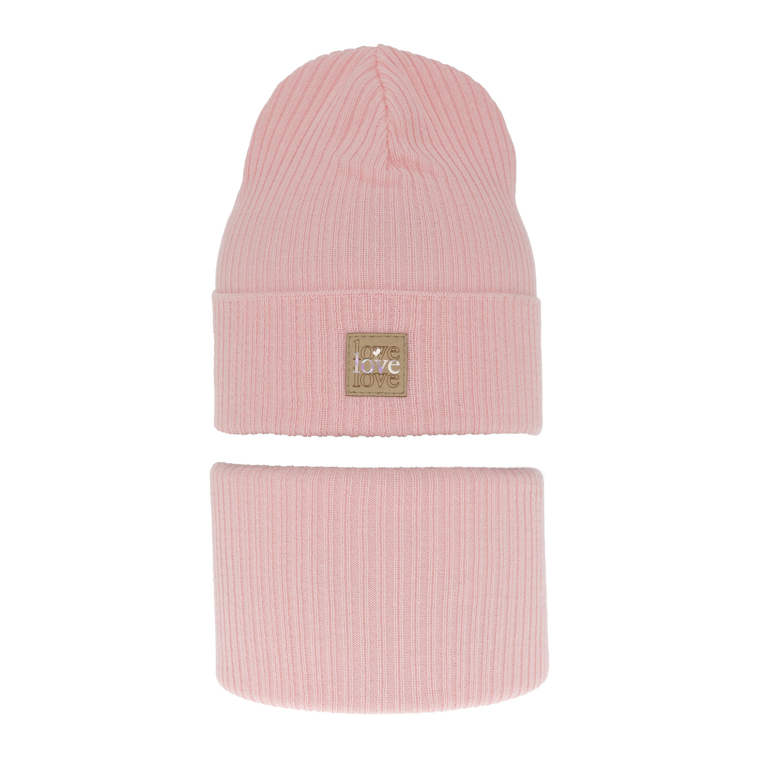 Set autunno/primavera bambina: berretto e scaldacollo, con cotone, rosa, Furora