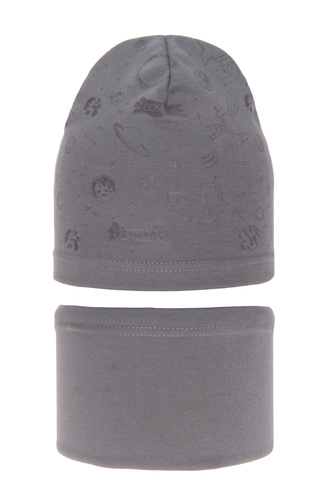 Set autunno/primavera bambino: berretto e scaldacollo, grigio, cotone, Kosmos