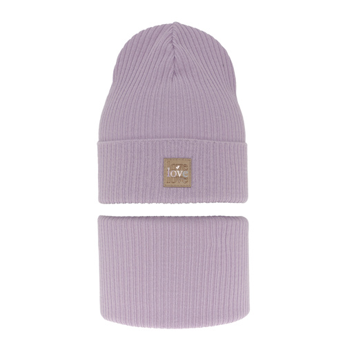 Set autunno/primavera bambina: berretto e scaldacollo, con cotone, viola, Furora