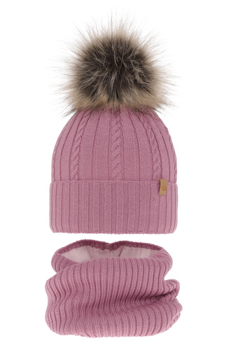 Set invernale bambina: berretto e scaldacollo, viola, 100% Lana Merino, Mirabel