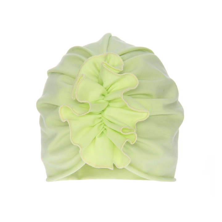 Berretto autunno/primavera bambina, limone, in cotone, con arricciatura decorativa, Werka