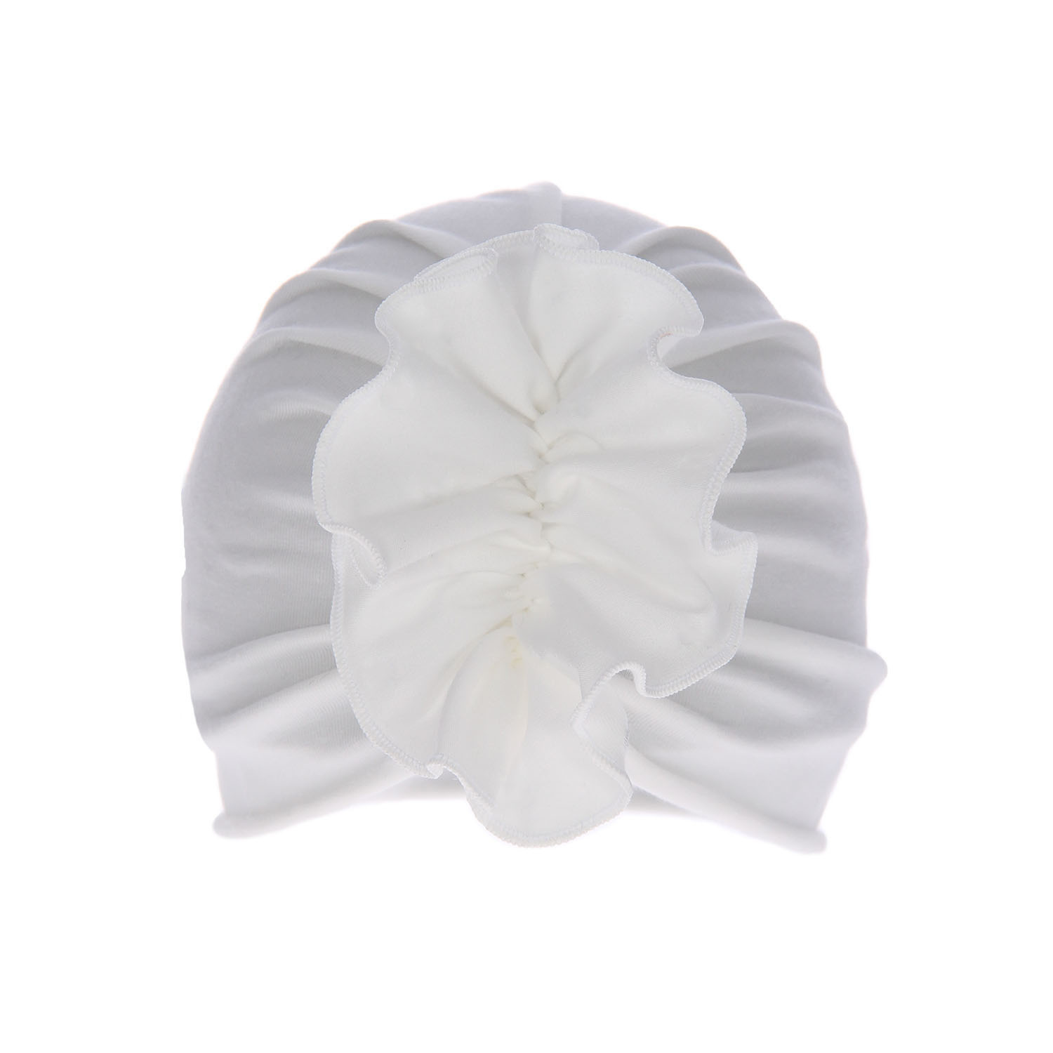 Berretto autunno/primavera bambina, crema, in cotone, con arricciatura decorativa, Werka