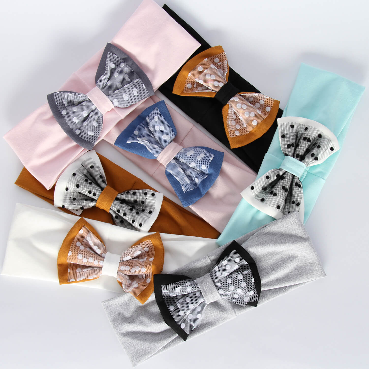 Fascia per capelli autunno/primavera bambina, crema, cotone, con fiocco, Celinka