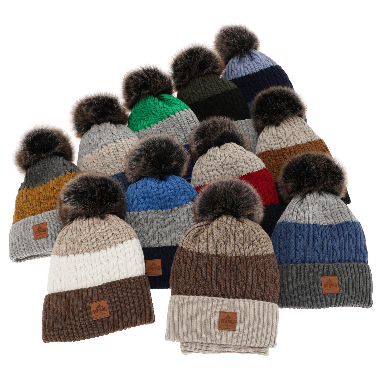 Set invernale bambino: berretto e scaldacollo, blu navy, con pompon, Luxor