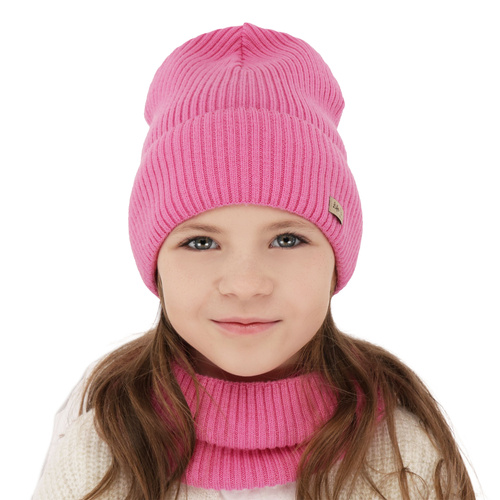 Set autunno/primavera bambina: berretto e scaldacollo, beige, 100% Lana Merino, Itra