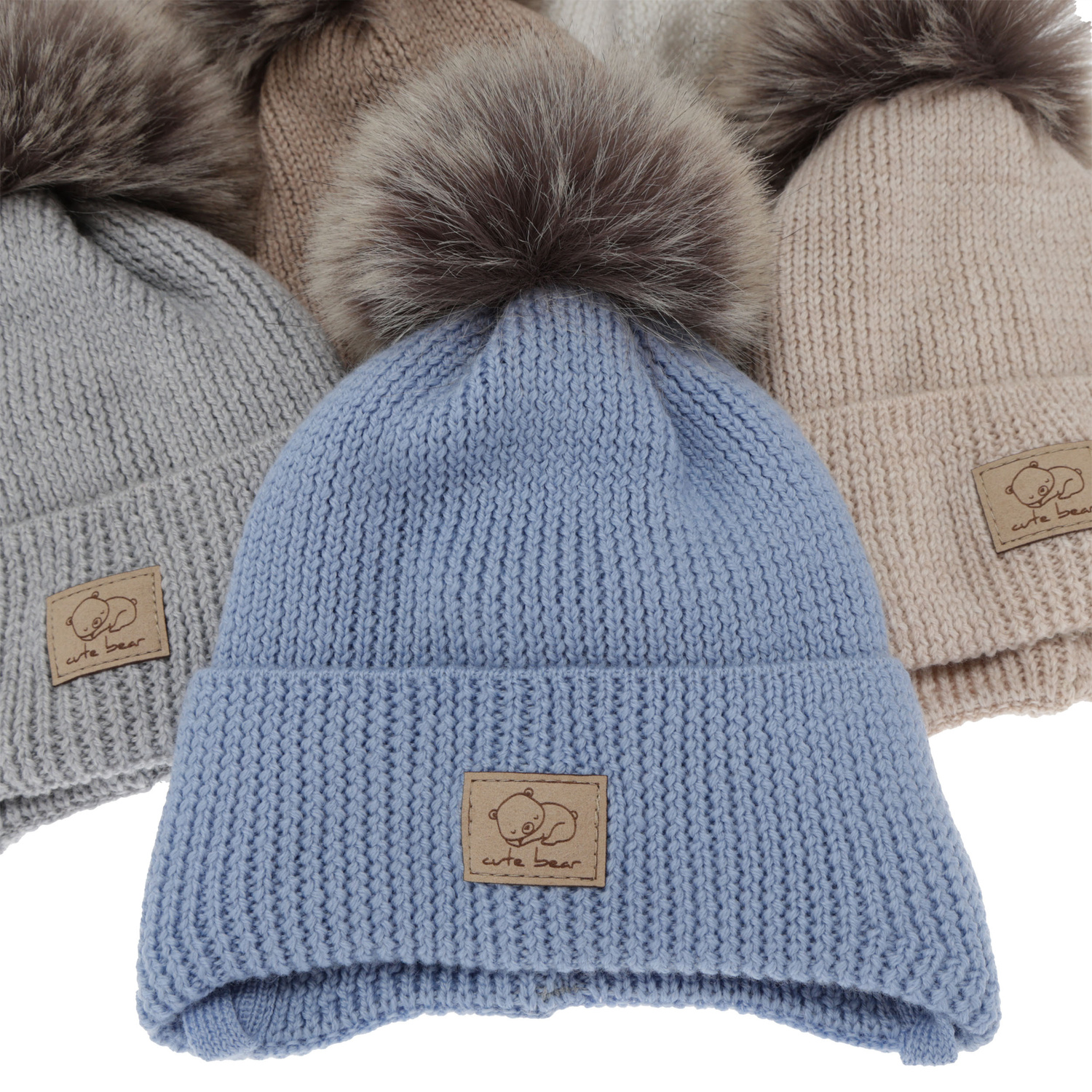 Berretto invernale bambino, con lacci, 100% Lana Merino, azzurro, Jergen