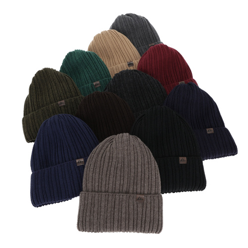 Berretto invernale uomo, blu navy, con lana merino, Huno