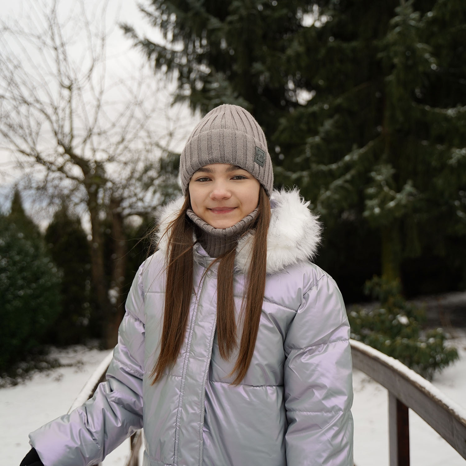 Set invernale bambina: berretto e scaldacollo, nero, Sula