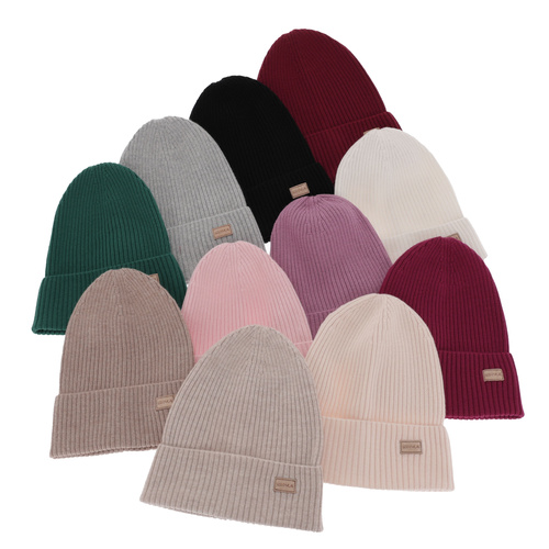 Berretto invernale donna, rosa chiaro, 100% Lana Merino, Sophie