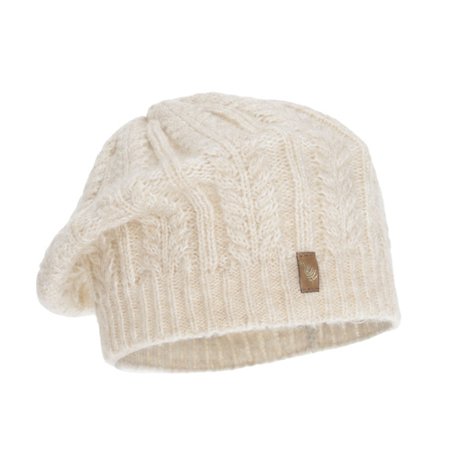 Beret donna invernale, beige chiaro, con lana merino, Senja