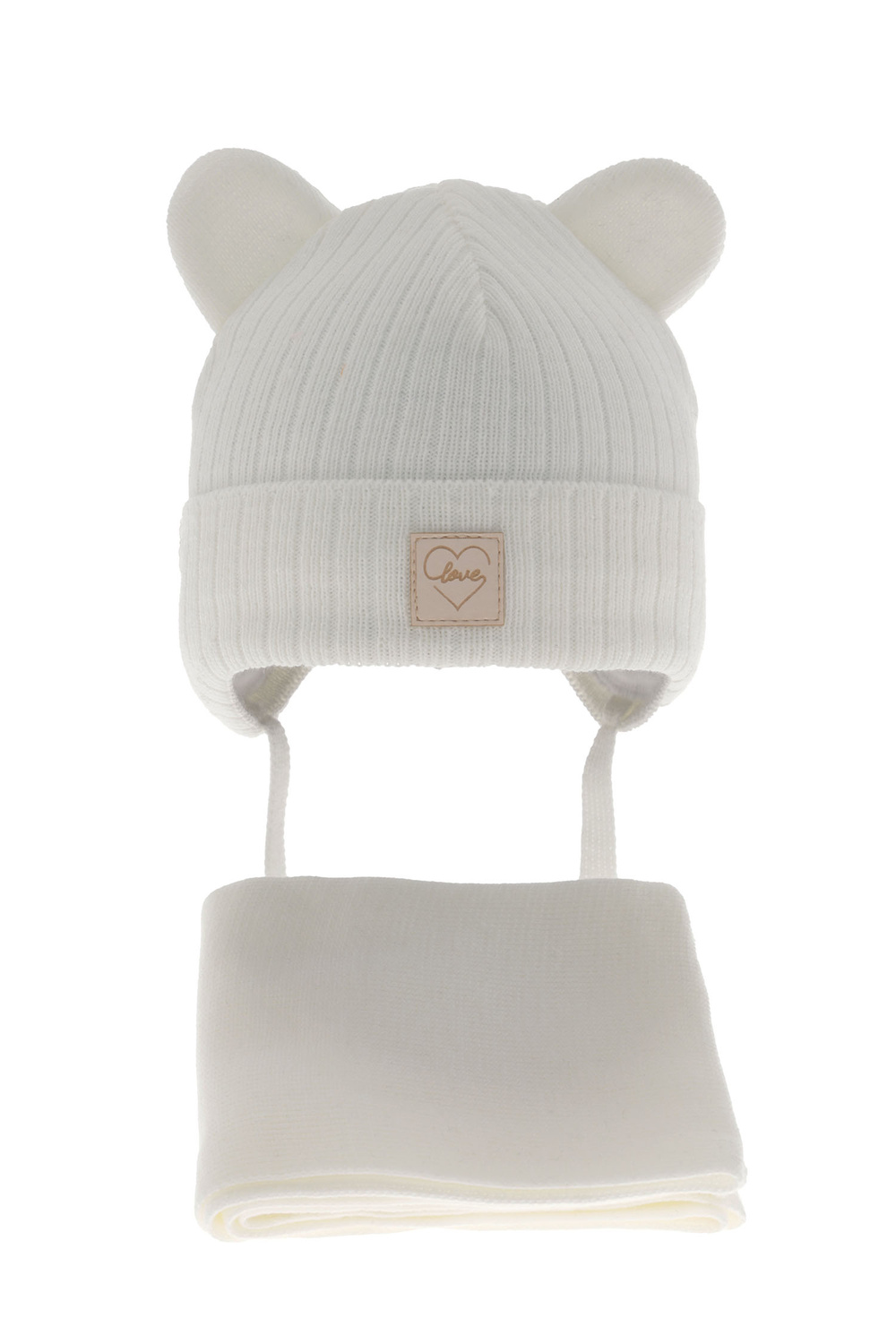 Set invernale bambina: berretto e sciarpa, bianco, Antola