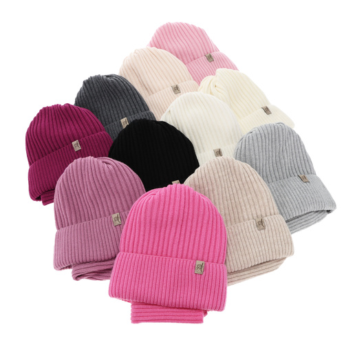 Set invernale bambina: berretto e scaldacollo, rosa, 100% Lana Merino, Patricia