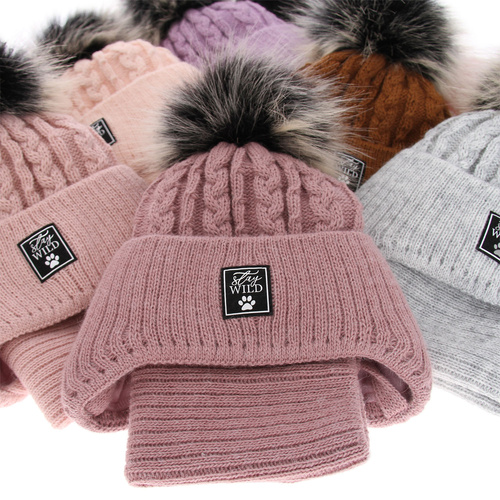 Set invernale bambina: berretto e scaldacollo, marrone, con lacci, Melodia