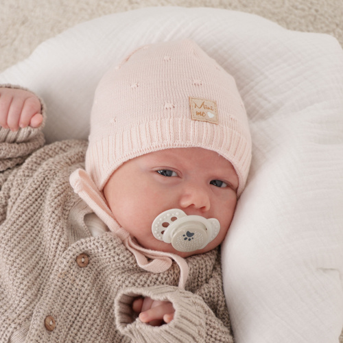 Berretto autunno/primavera bambina, beige, con lacci, Celine