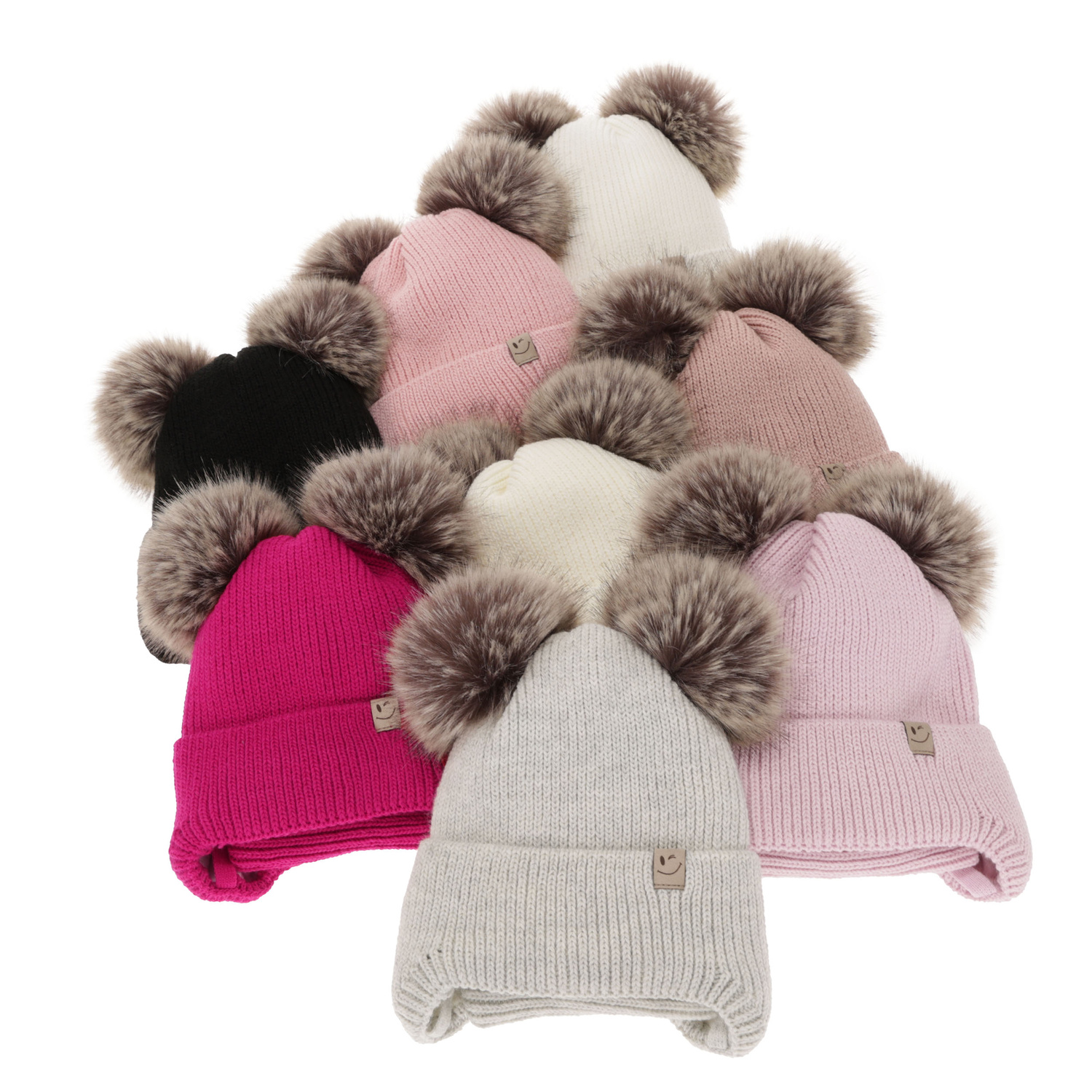 Set invernale bambina: berretto e scaldacollo, beige, con due pon pon, con lacci, Zori