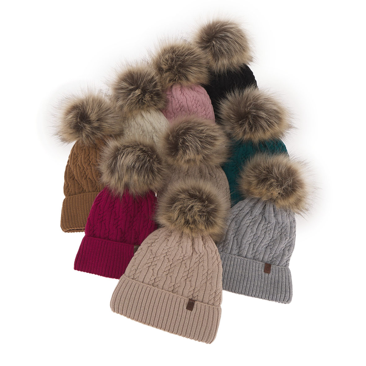 Berretto invernale donna, rosa, 100% Lana Merino, Larida