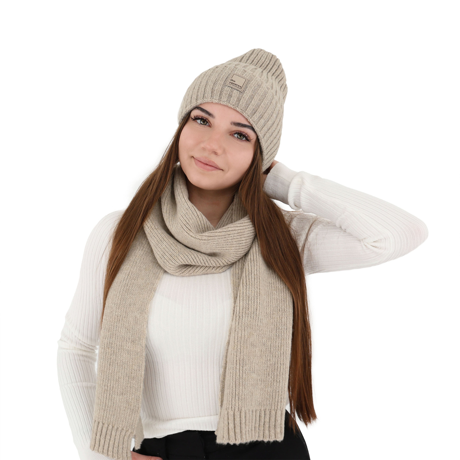 Sciarpa invernale donna, grigia, 100% Lana Merino, Loretta