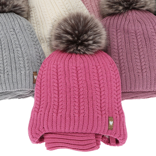 Set invernale bambina: berretto e scaldacollo, nero, 100% Lana Merino, con pompon, con lacci, Muanda