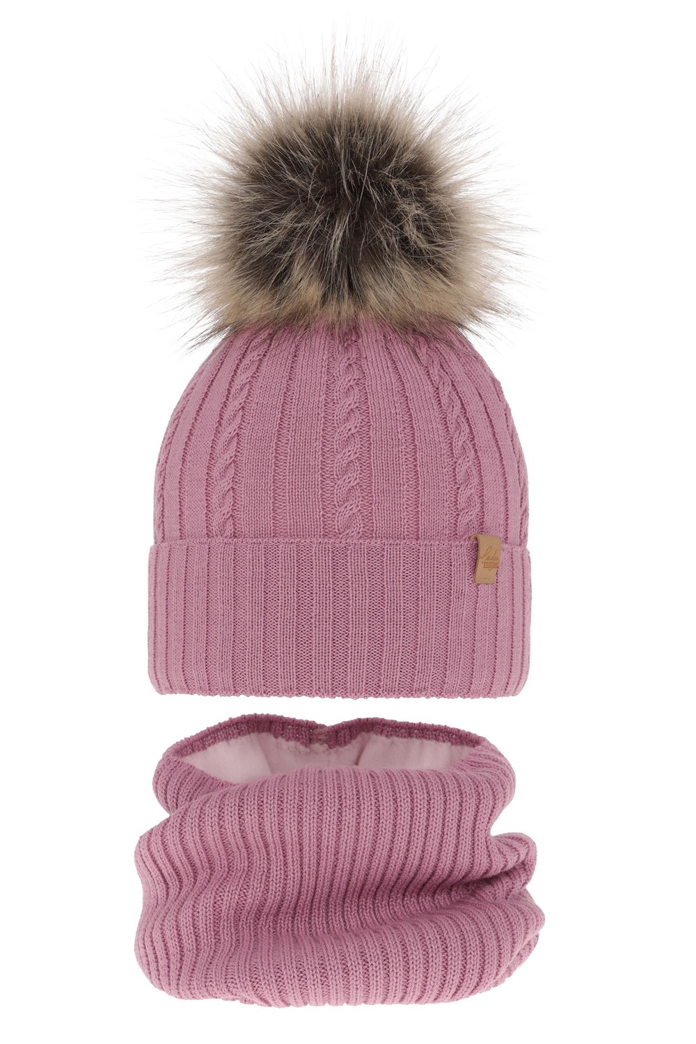 Set invernale bambina: berretto e scaldacollo, viola, 100% Lana Merino, Mirabel