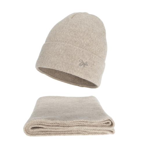 Set invernale donna: berretto e sciarpa, beige, Rava