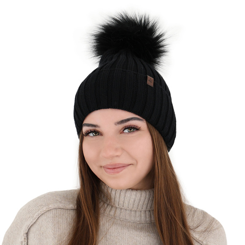 Berretto invernale donna, grigio, 100% Lana Merino, Texa