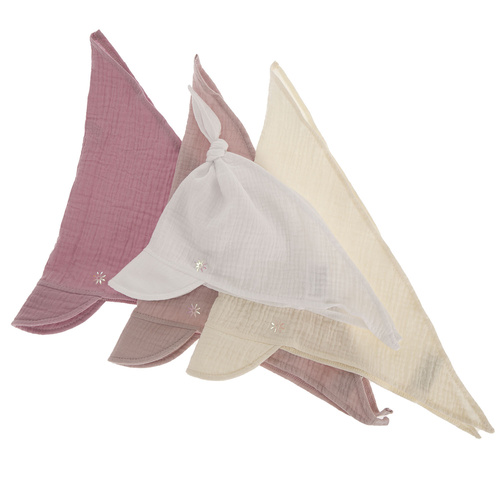 Foulard con visiera in mussola bambina primaverile, rosa, Sunny