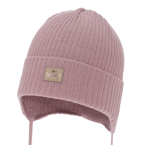 Berretto autunno/primavera bambina, rosa, con lacci, con cotone, Tindra