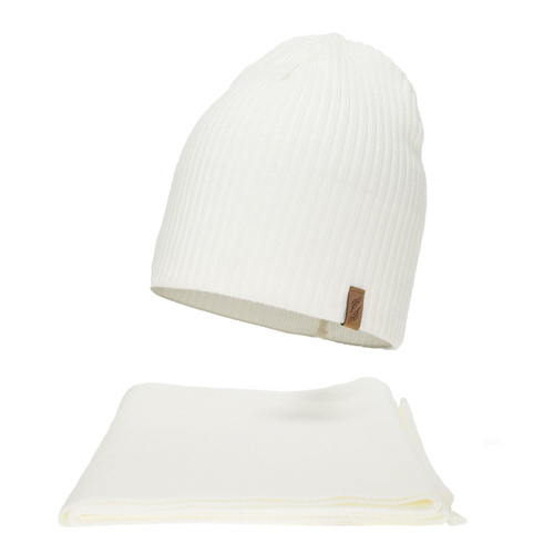 Set invernale donna: berretto e sciarpa, crema, Fena