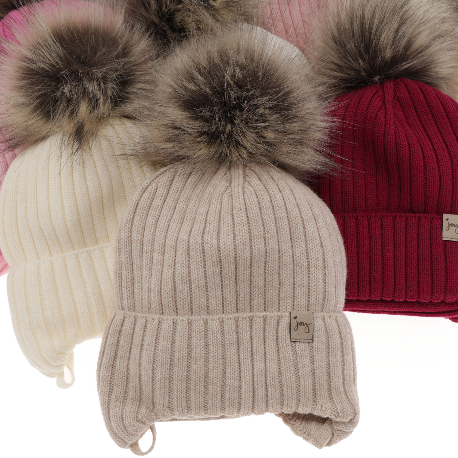 Set invernale bambina: berretto e scaldacollo, fucsia, con lacci, 100% Lana Merino, Junika