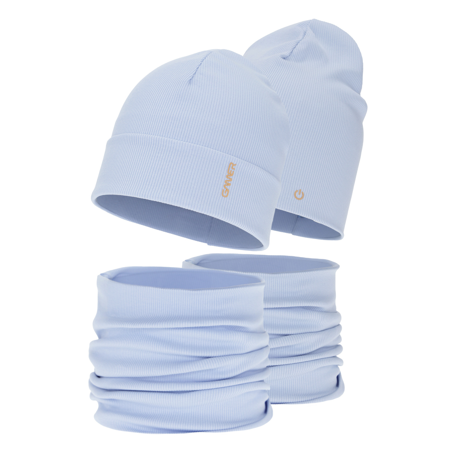 Set autunno/primavera bambino (berretto e scaldacollo), cotone, blu, Desider