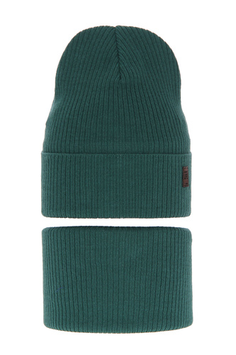 Set autunno/primavera bambino: berretto e scaldacollo, con cotone, verde smeraldo, Dragon