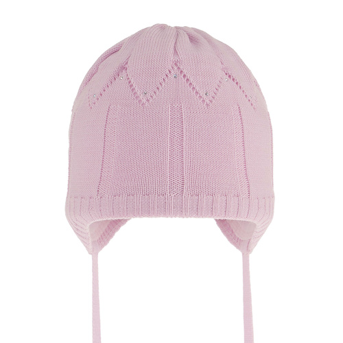 Berretto autunno/primavera bambina, lilla, con lacci, Mercja