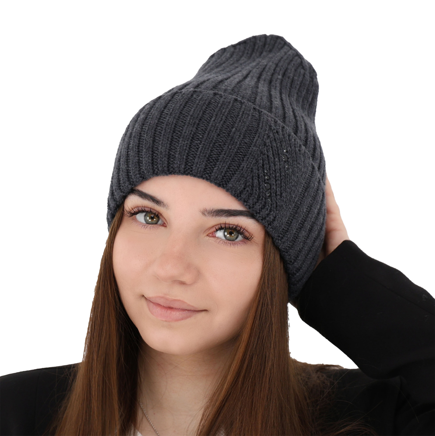 Berretto invernale donna, bordò, 100% Lana Merino, Ariga