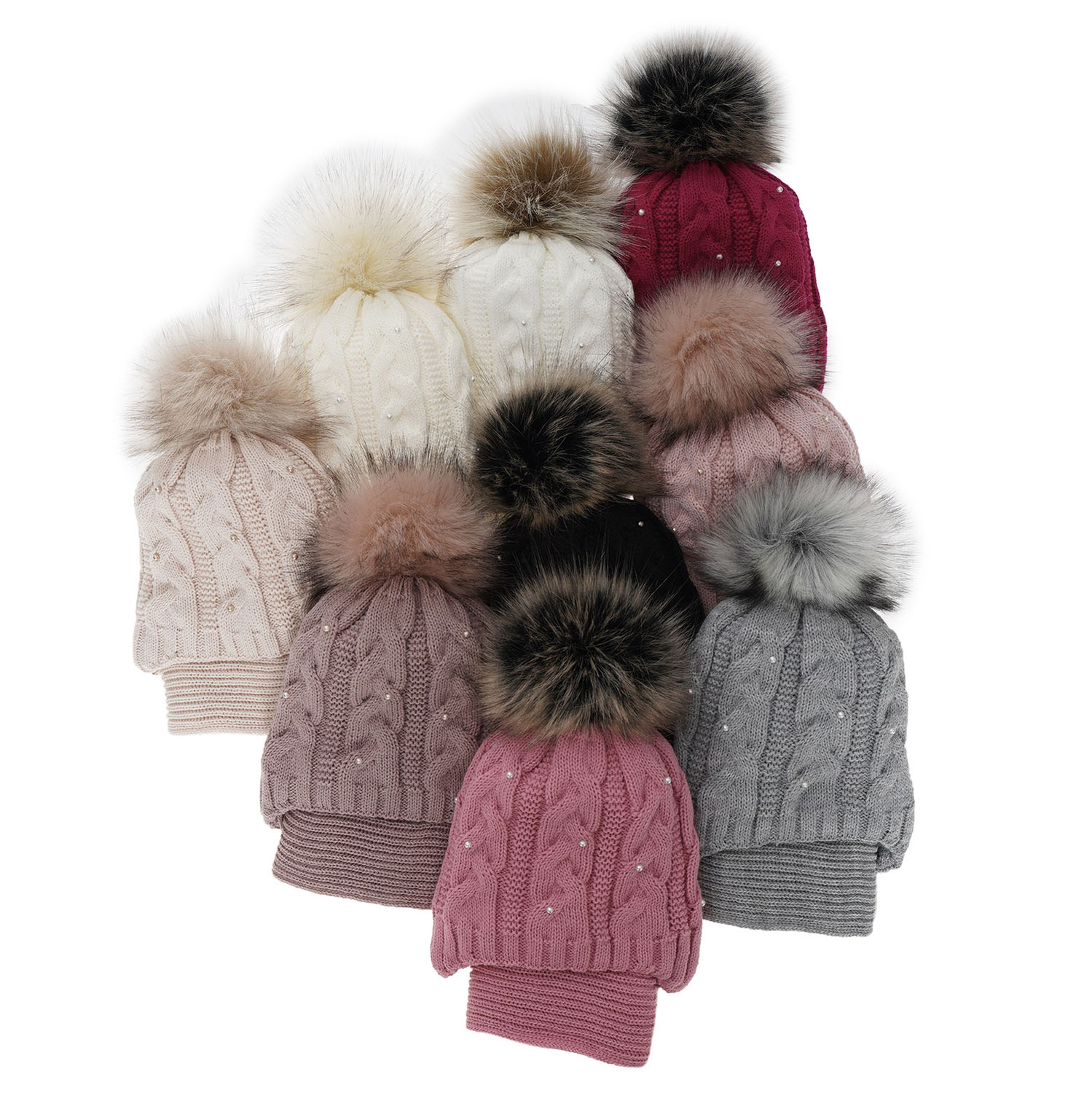 Set invernale bambina: berretto e sciarpa, lilla, con pompon, Mirella