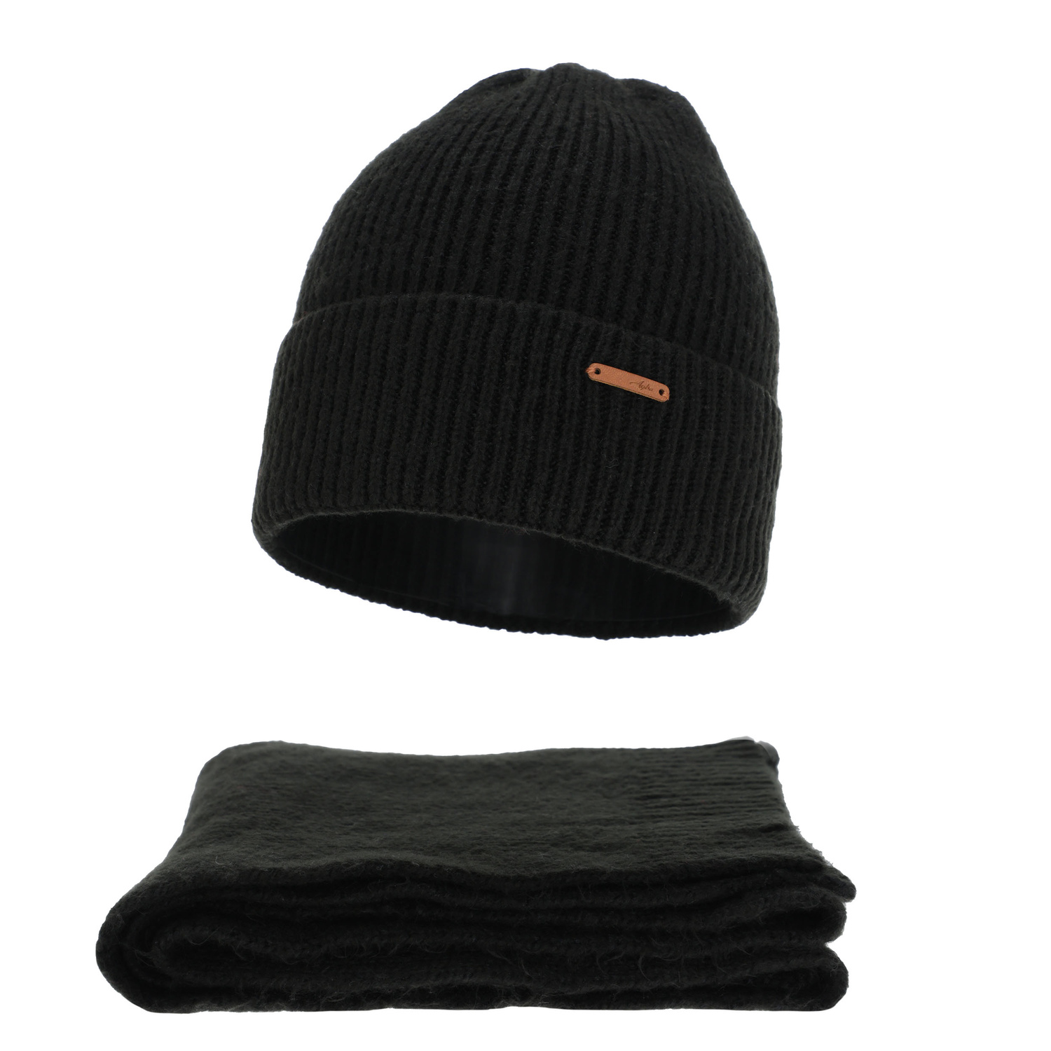 Set invernale donna: berretto e sciarpa, beige, con lana merino, Seala