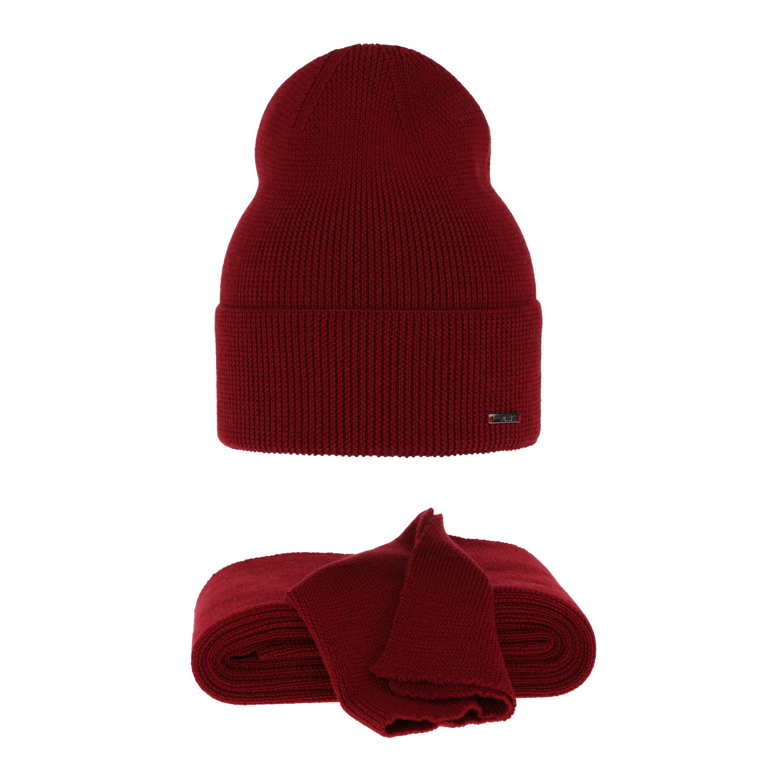 Set invernale donna: berretto e sciarpa, bordò, 100% Lana Merino, Melpomena