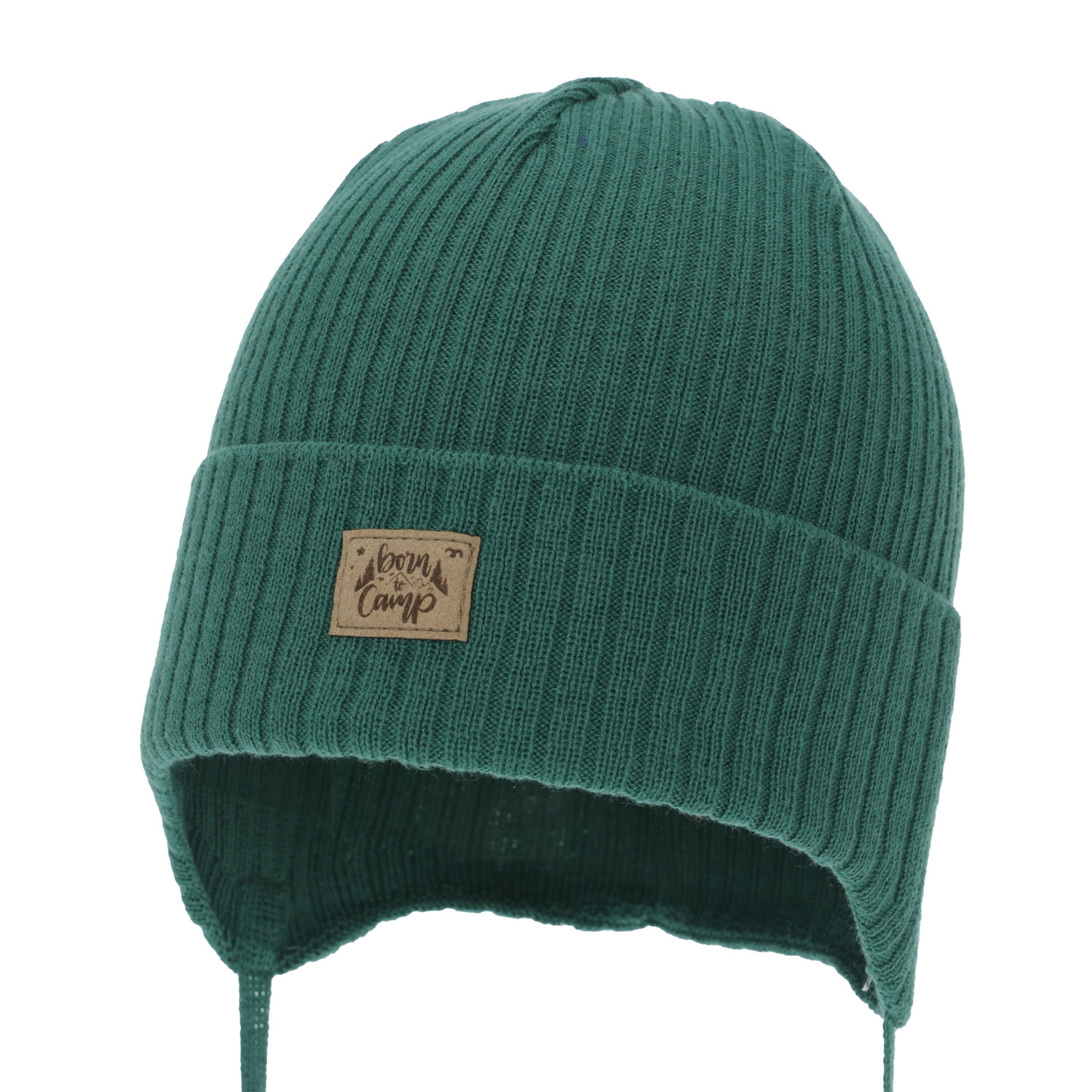 Berretto autunno/primavera bambino, smeraldo, con lacci, con cotone, Fenris