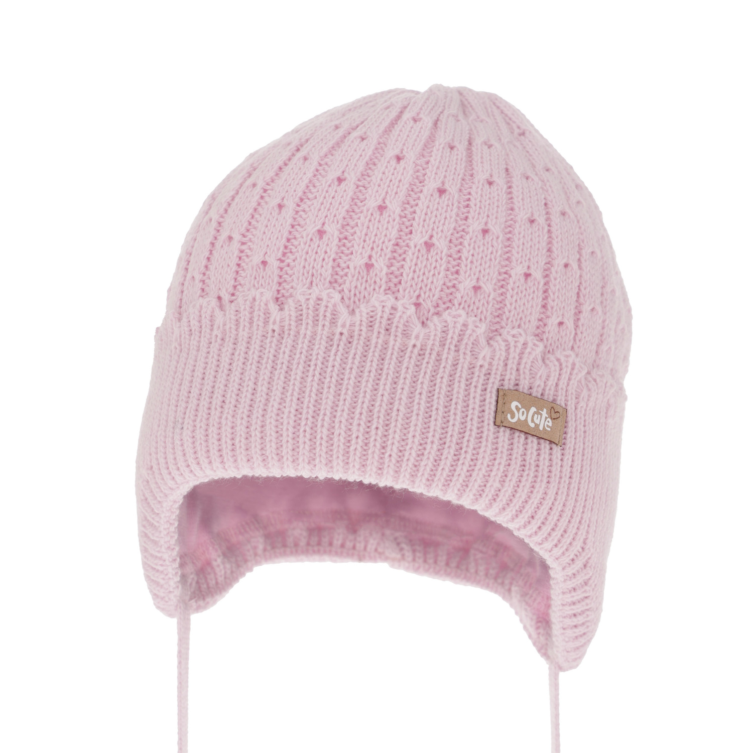 Berretto autunno/primavera bambina, lilla, con lacci, Tema