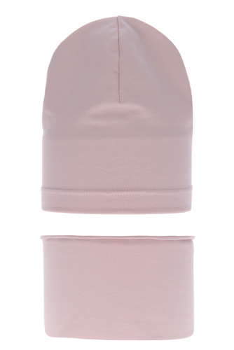 Set autunno/primavera bambina: berretto e scaldacollo, rosa, in cotone, Hazelka
