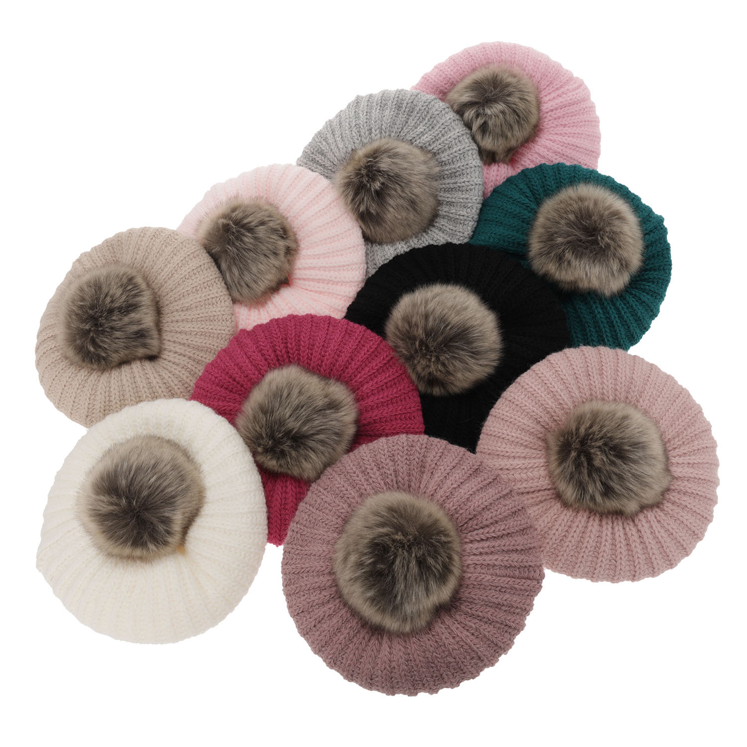 Set invernale bambina: berretto e scaldacollo, nero, con pompon, Polinezja