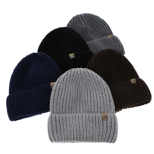 Berretto invernale uomo, nero, 100% Lana Merino, Berno