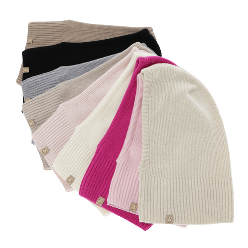 Passamontagna autunno/inverno bambina, beige scuro, lana merino con cashmere, Rila