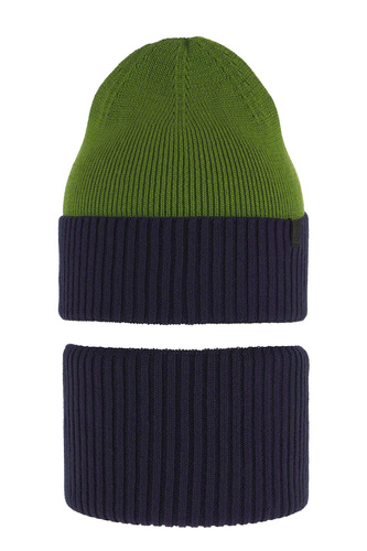 Set autunno/primavera bambino: berretto e scaldacollo, con cotone, blu scuro, Tauros