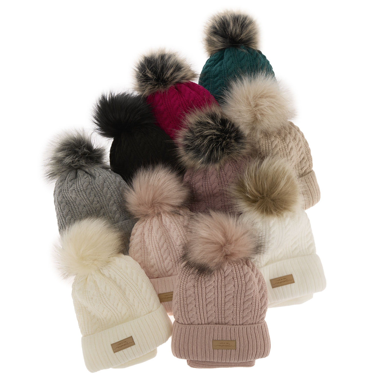 Set invernale bambina: berretto e scaldacollo, rosa, con pompon, Alika