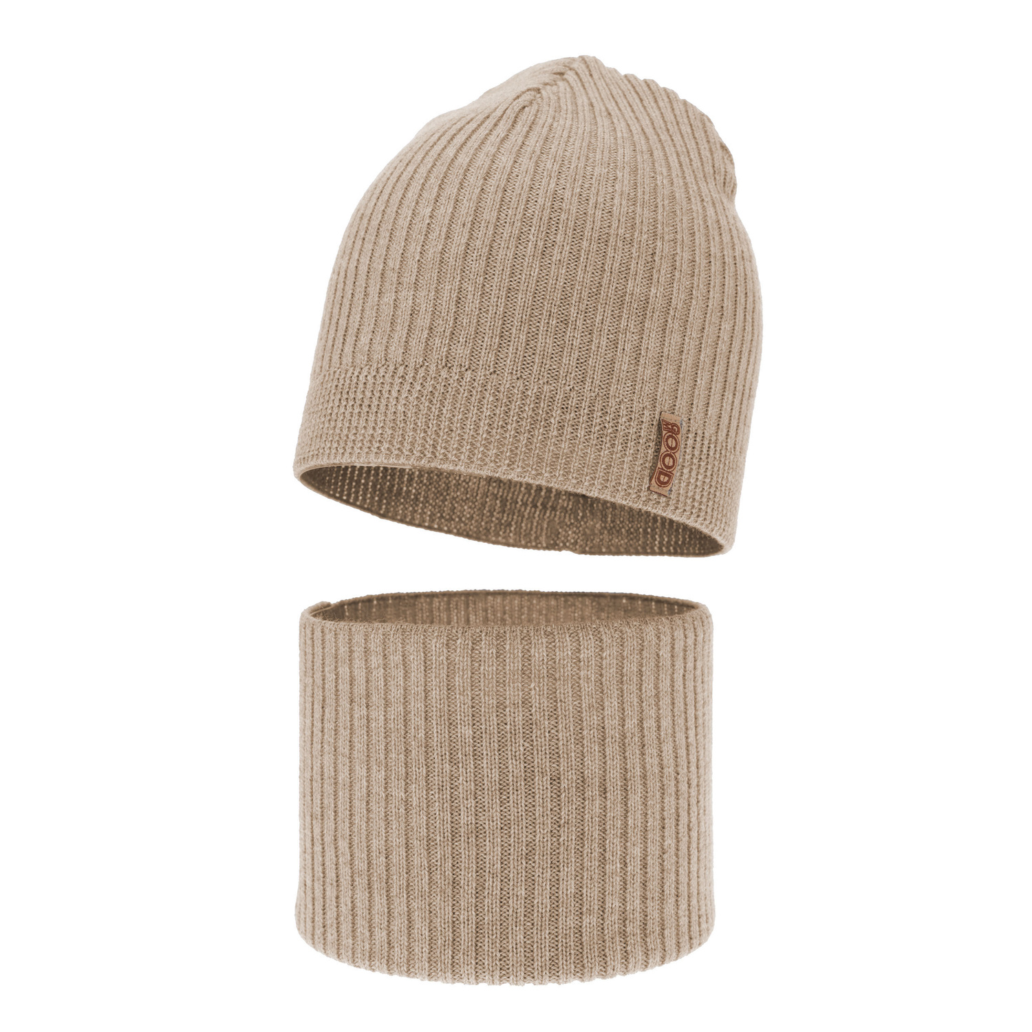 Set autunno/primavera bambino: berretto e scaldacollo, beige, 100% Lana Merino, Chester