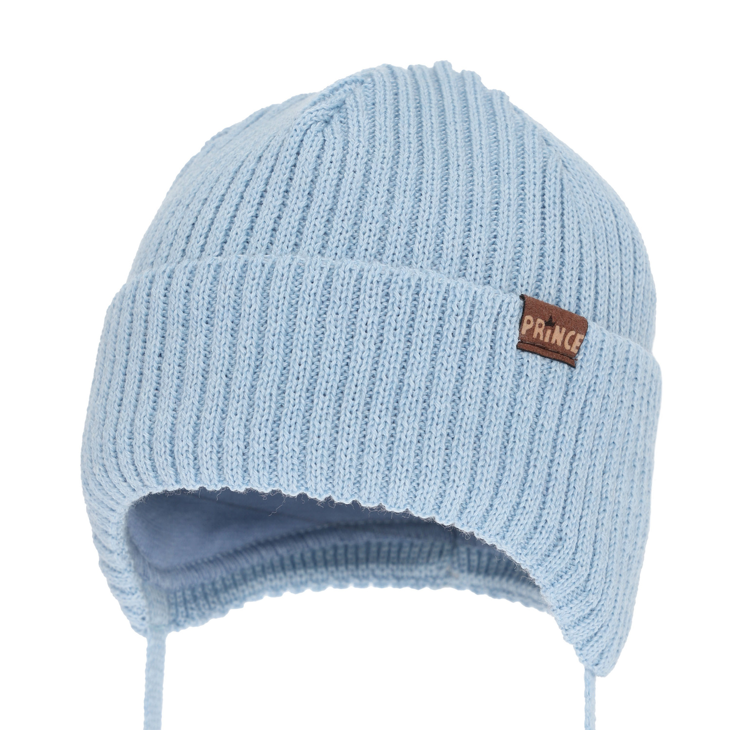 Berretto invernale bambino, con lacci, con lana merino, azzurro, Puser