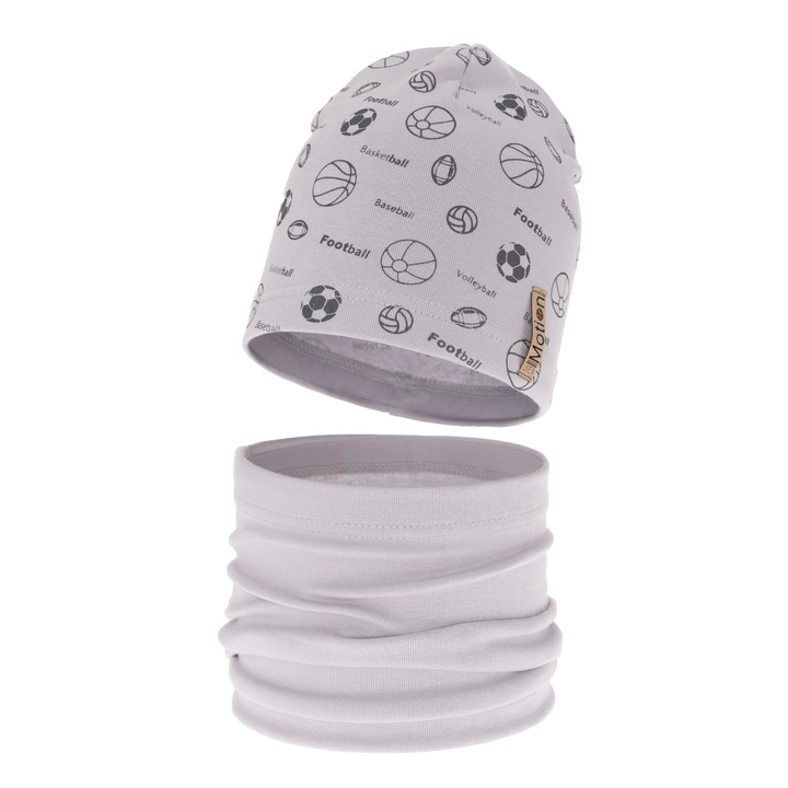 Set autunno/primavera bambino: berretto e scaldacollo, grigio, cotone, Paolo